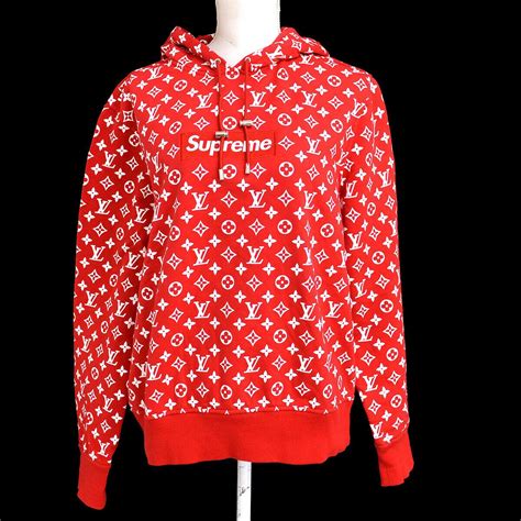 red and white louis vuitton supreme hoodie|Louis Vuitton x Supreme 2017 Printed Hoodie .